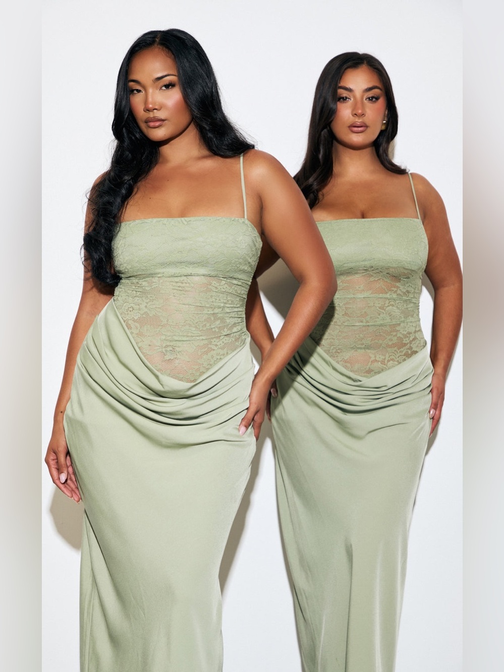 SHOWPO. RANIA Contrast Lace Bodice Bias Cowl Drop Waist maxi long dress sz US 12